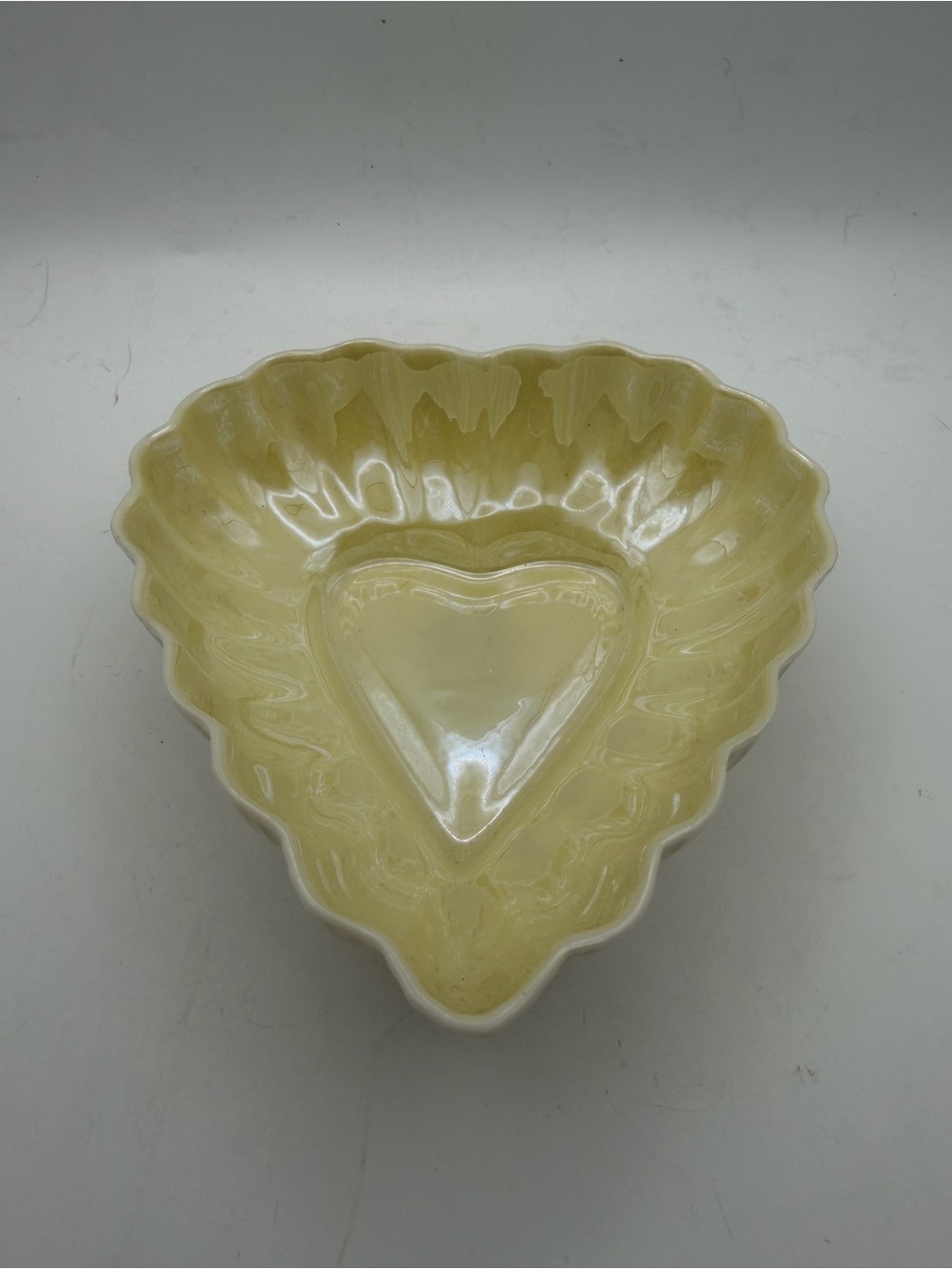Vintage Belleek porcelain heart shaped trinket dish